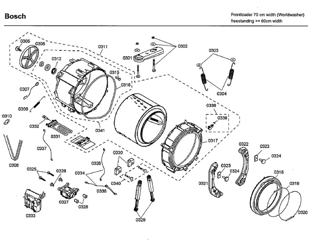 Drum Diagram and Parts List for WFMC4301UC 13 Bosch Washer