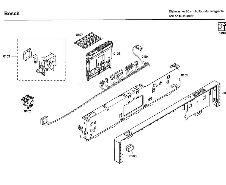 Control Panel Diagram and Parts List for SHX43C05UC 53 Bosch Dishwasher