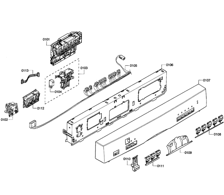 Control Panel Diagram and Parts List for SHE55M16UC 61 Bosch Dishwasher