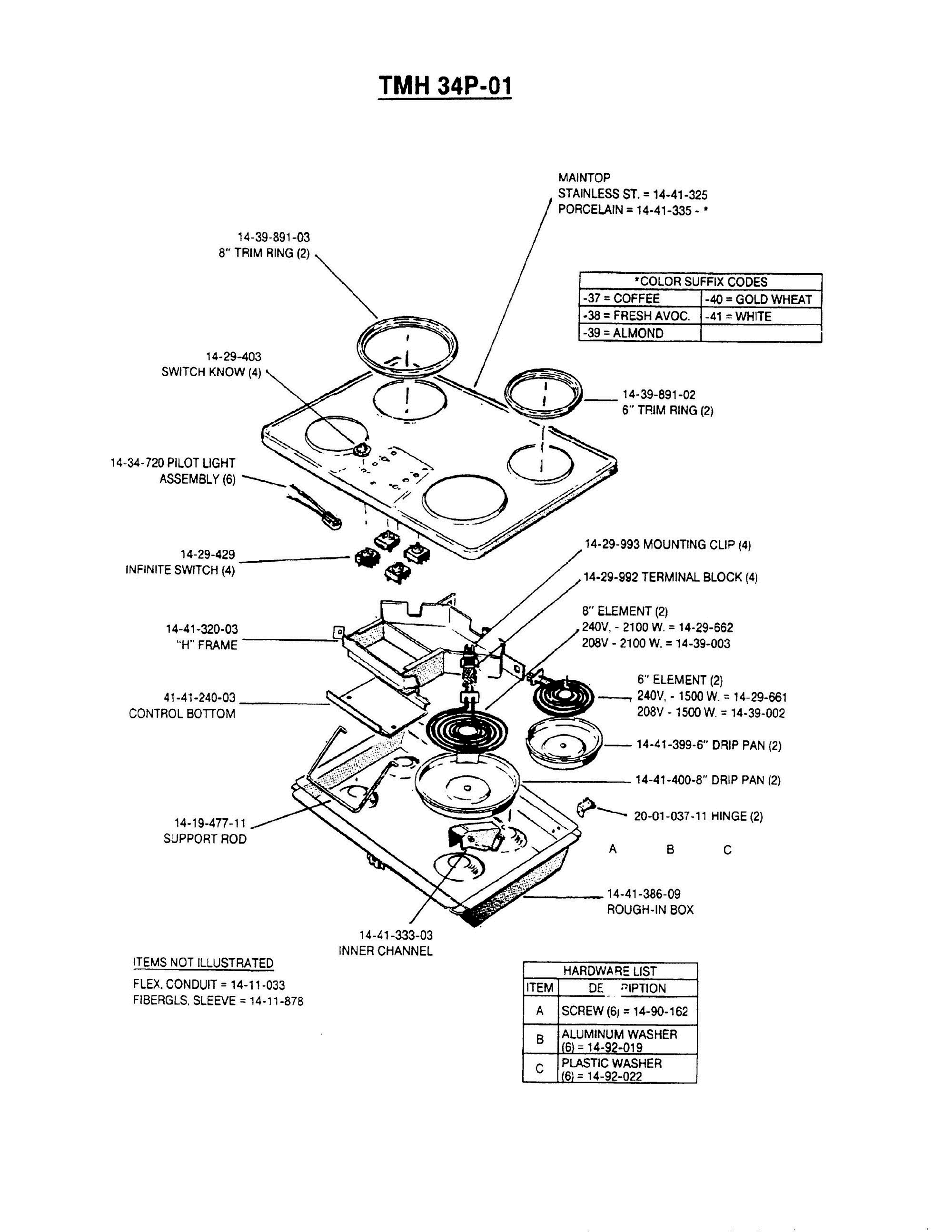03 - TMH34P-01 Diagram and Parts List for CV2136-01  Bosch Range