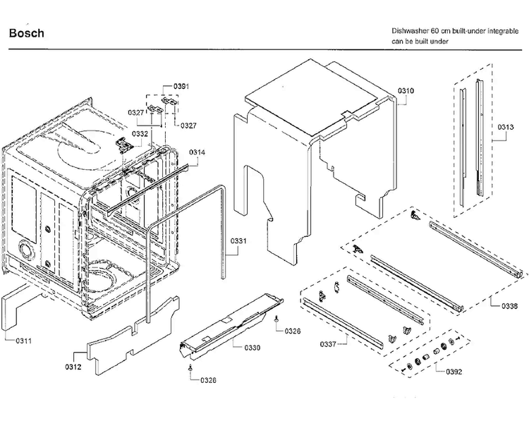 Tub Diagram and Parts List for SHP65T52UC 09 Bosch Dishwasher