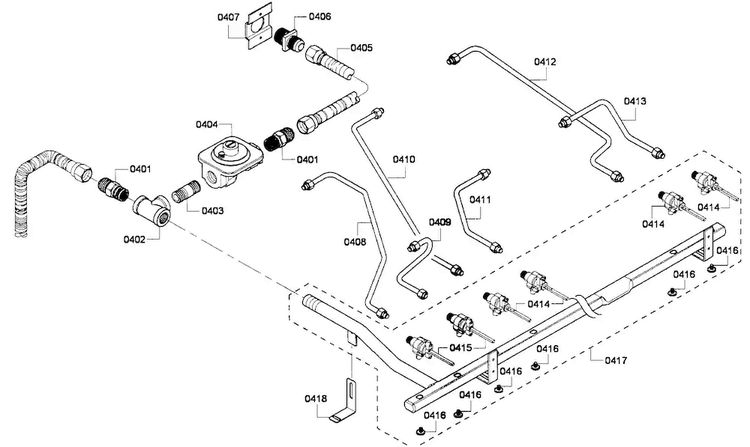 Gas Supplay 1 Diagram and Parts List for PRG486EDPG 01 Thermador Range