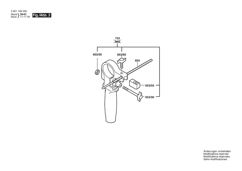 Section 2 Diagram and Parts List for 0601169539  Bosch Drill