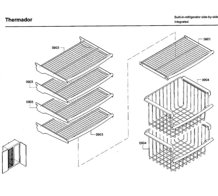 Shelf Asy Diagram and Parts List for T42BD820NS 02 Thermador Refrigerator