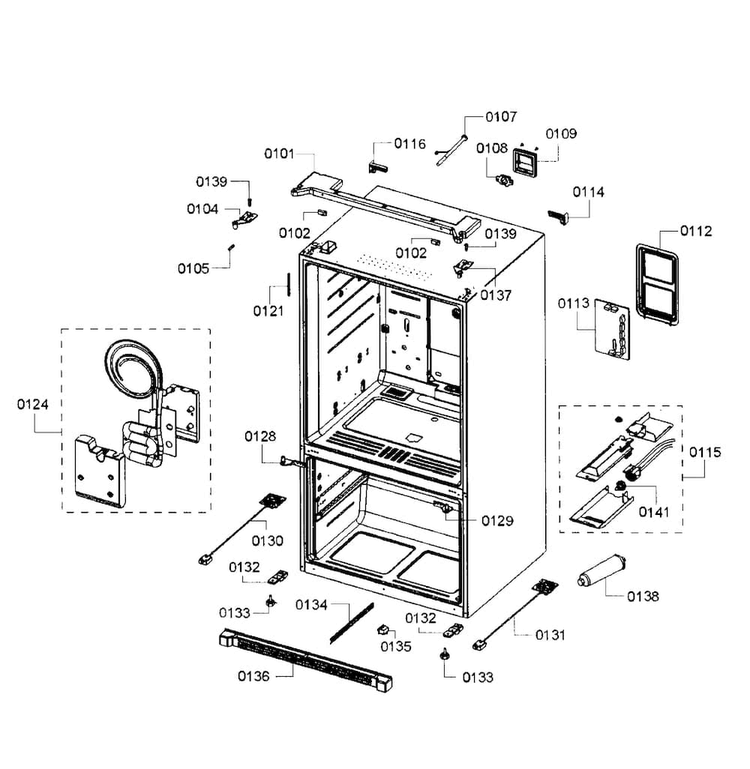 Cabinet Diagram and Parts List for B26FT80SNS 01 Bosch Refrigerator
