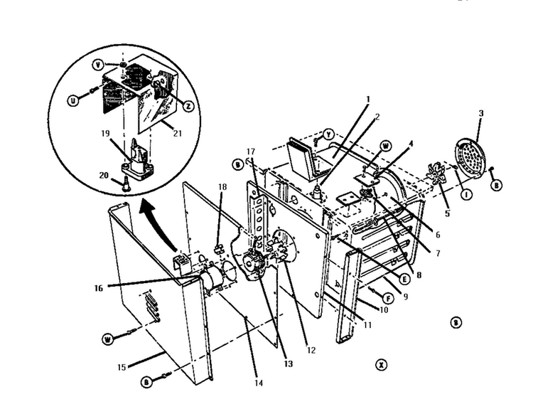 Body-rear View Diagram and Parts List for GSC30CVWC-01  Thermador Range