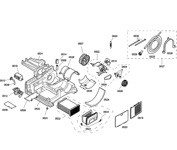 Motor Assy Diagram and Parts List for WTE86300US 04 Bosch Dryer