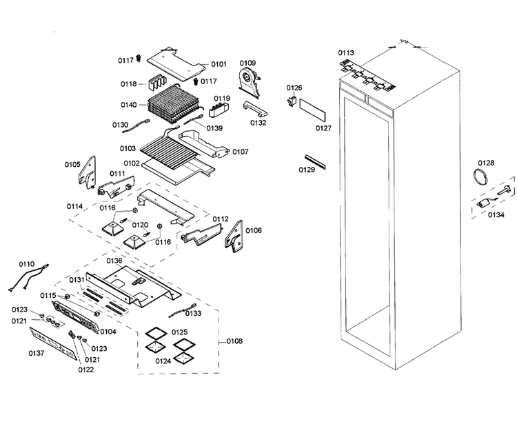 Cabinet Parts Diagram and Parts List for T18ID80NRP 15 Thermador Freezer