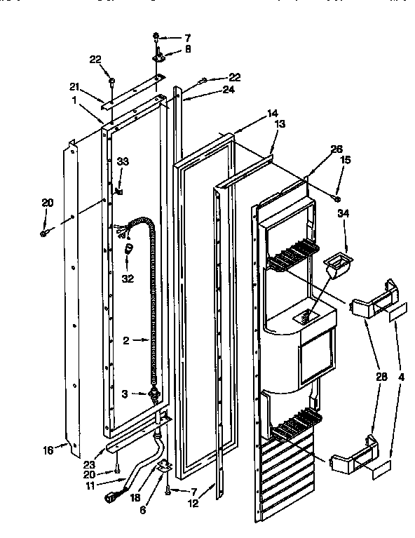 Freezer Door Diagram and Parts List for TSS36QBW00  Thermador Refrigerator