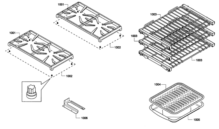 Grate/shelf Diagram and Parts List for PRD364GDHU 01 Thermador Range