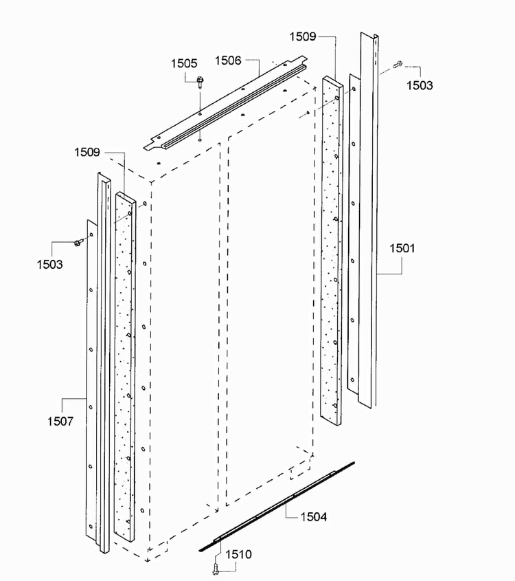 Framing Diagram and Parts List for KBUDT4255E 05 Thermador Refrigerator