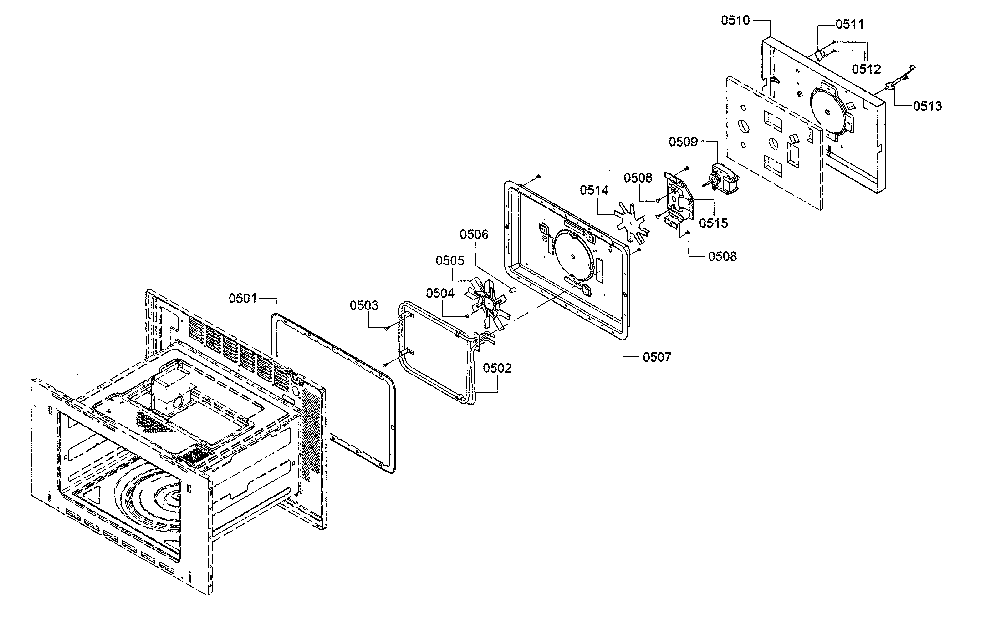 Fan motor/thermistor Diagram and Parts List for HMCP0252UC 01 Bosch Microwave