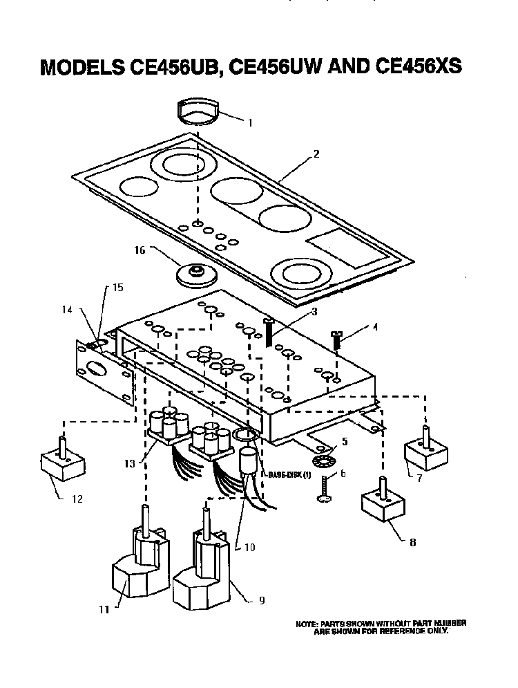 Cooktop Diagram and Parts List for CE456UW  Thermador Cooktop