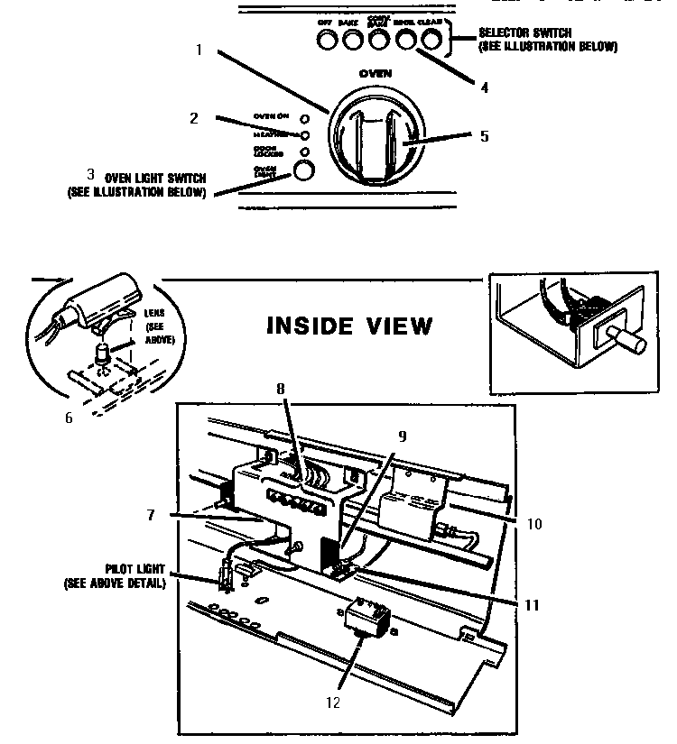 Main Oven Controls, Right Side Diagram and Parts List for GCR486GD  Thermador Range