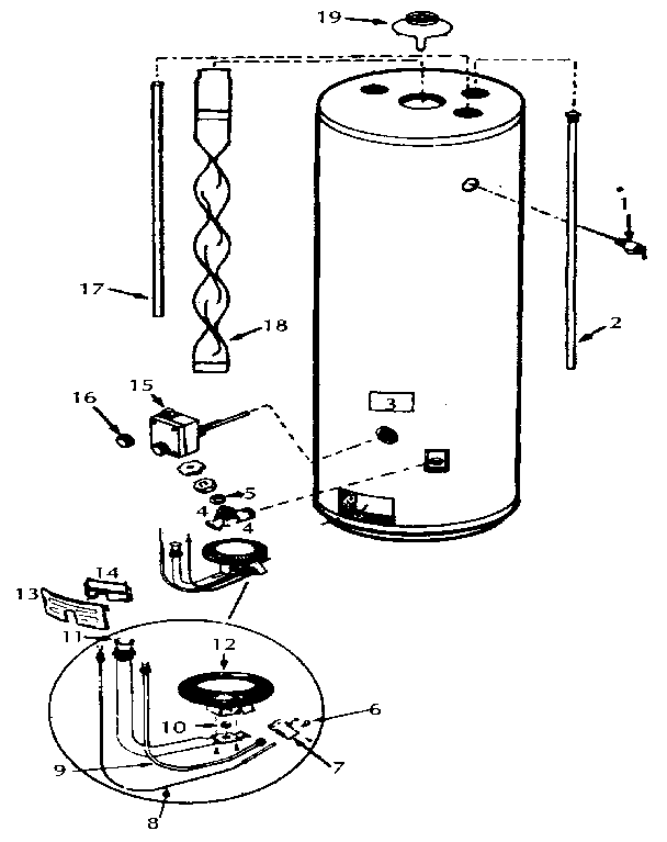 Replacement Parts Diagram and Parts List for 153333430  Kenmore Water Heater
