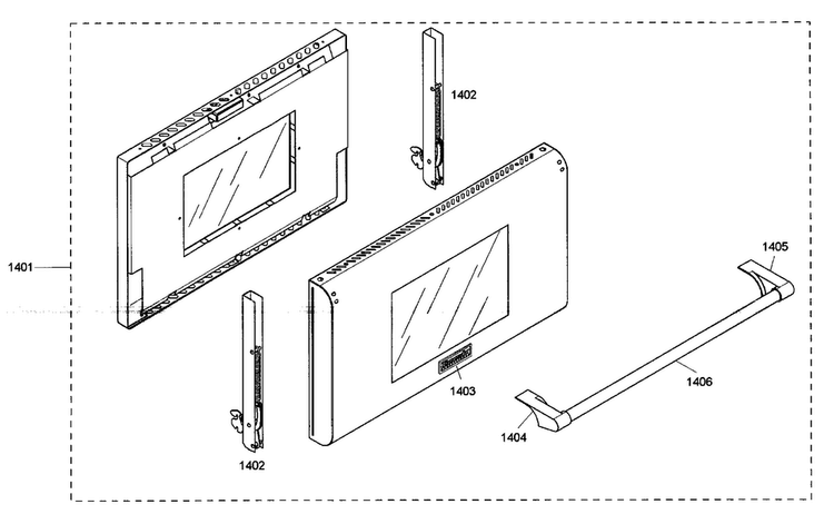 Large Oven Door Diagram and Parts List for PRG484ECG04  Thermador Range
