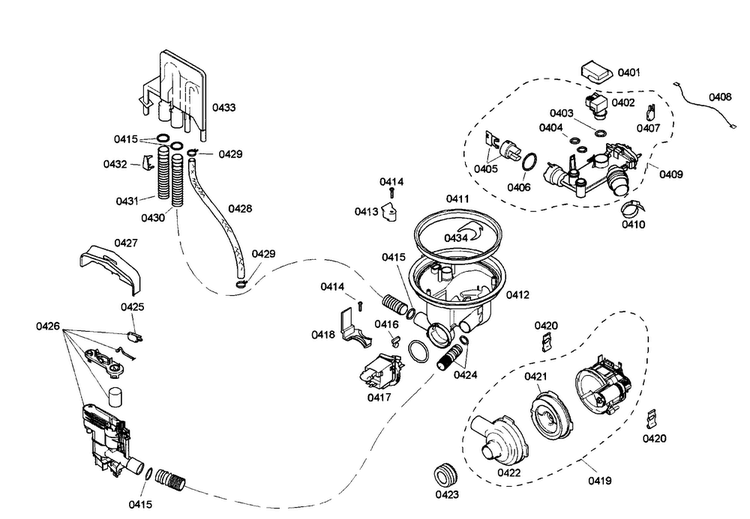 Pump Assy Diagram and Parts List for SHE45C05UC 40 Bosch Dishwasher