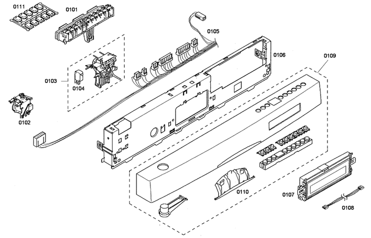 Panel Assy Diagram and Parts List for SHE65P06UC 53 Bosch Dishwasher