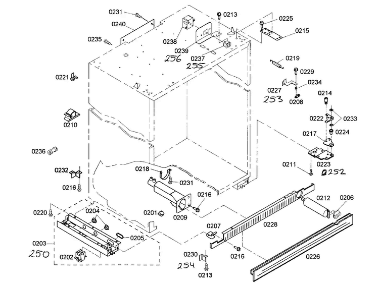 Cabinet Parts Diagram and Parts List for KBUIT4265E 01 Thermador Refrigerator