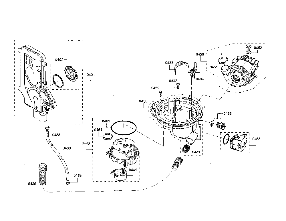 Water inlet/sump/heat pump Diagram and Parts List for SHPM78W54N 01 Bosch Dishwasher