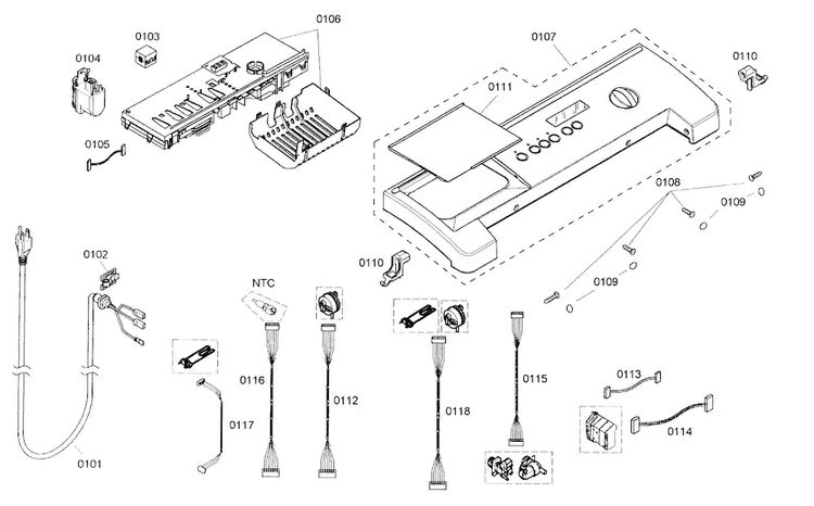 Control Panel Diagram and Parts List for WFMC8400UC 13 Bosch Washer