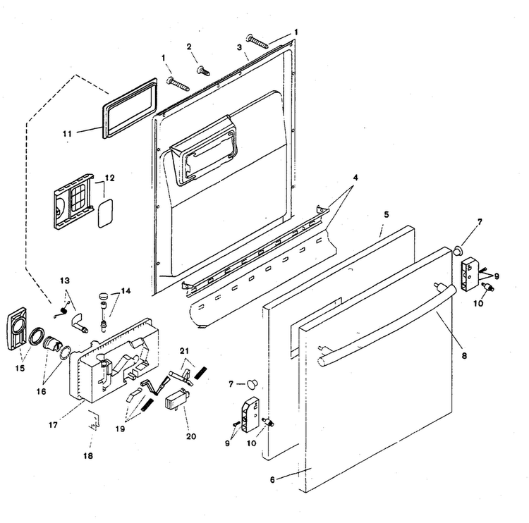 Door Assy Diagram and Parts List for SHU9922UC 12 Bosch Dishwasher