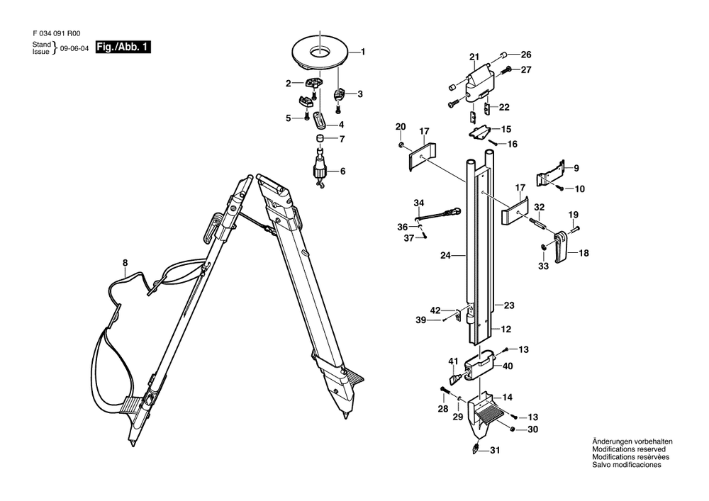 Diagram Diagram and Parts List for RT20FG F 034 091 R00 Bosch Tool Stand & Cart