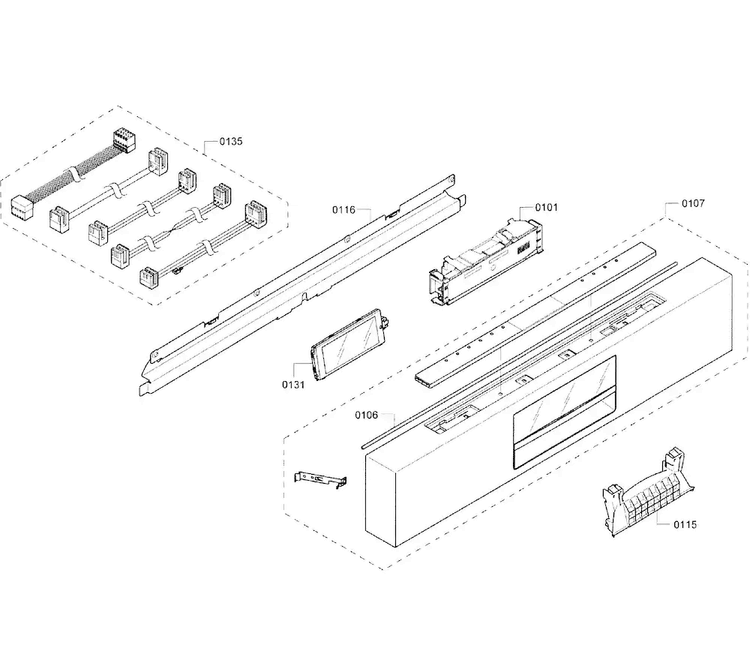 Control Panel Diagram and Parts List for SHE8PT55UC 01 Bosch Dishwasher
