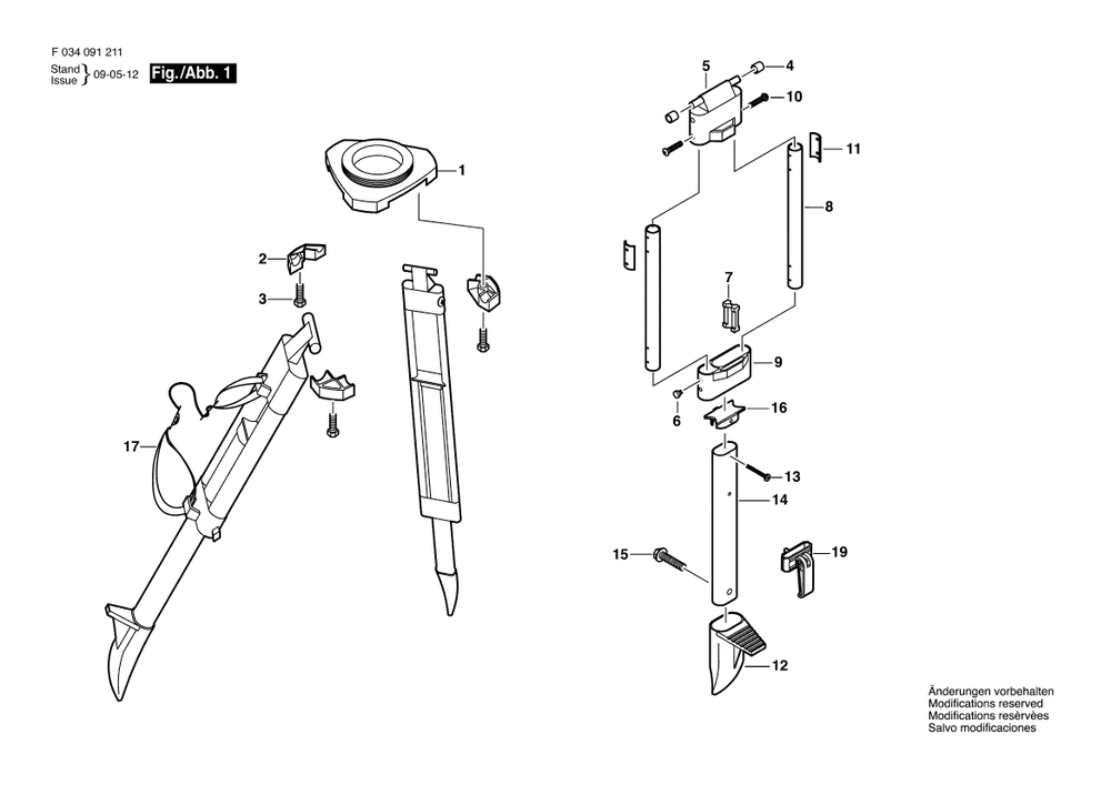 Diagram Diagram and Parts List for ALQC25 (Orange)(F 034 091 212) Bosch Tool Stand & Cart