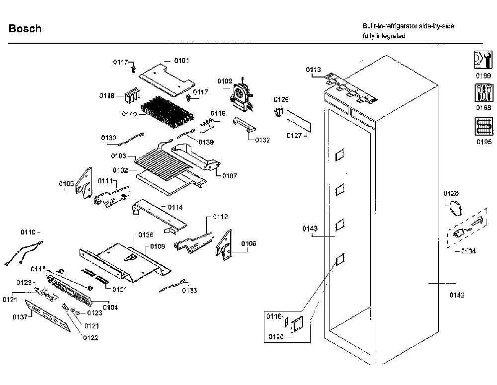Freezer Diagram and Parts List for B18IF800SP 03 Bosch Freezer