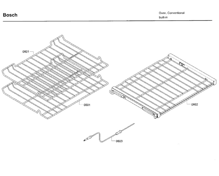 Rack Diagram and Parts List for HBN8451UC 02 Bosch Wall Oven