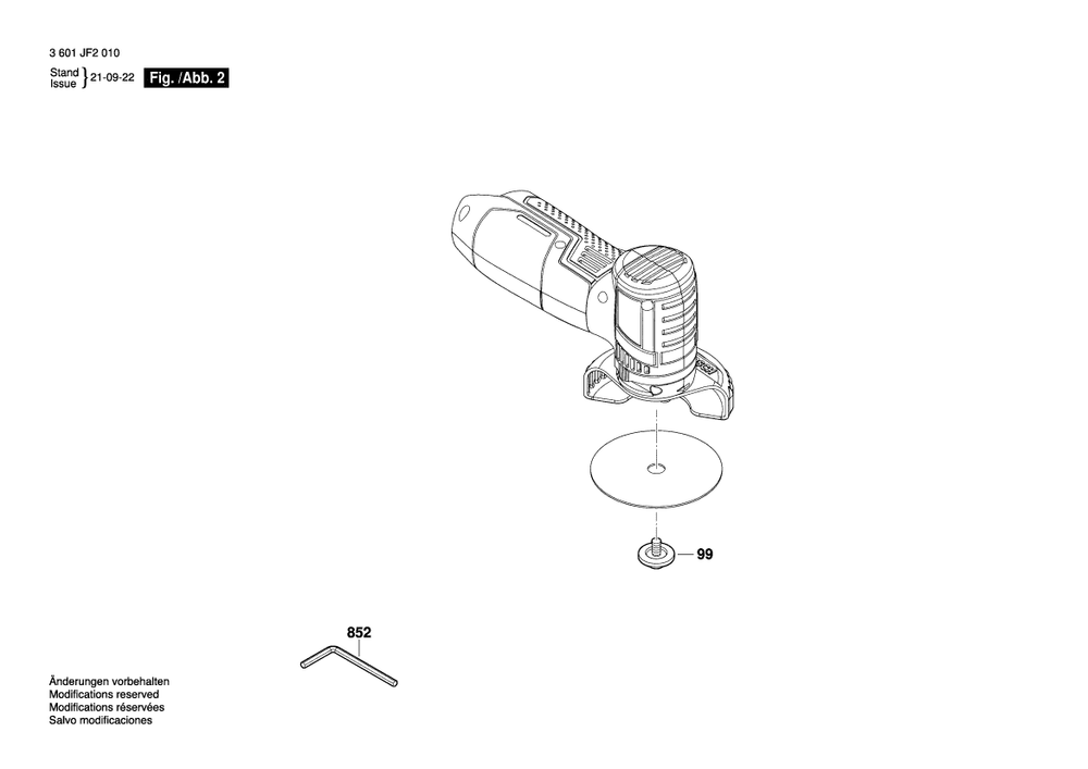 Diagram 2 Diagram and Parts List for GWS12V-30 3 601 JF2 010 Bosch Angle Grinder