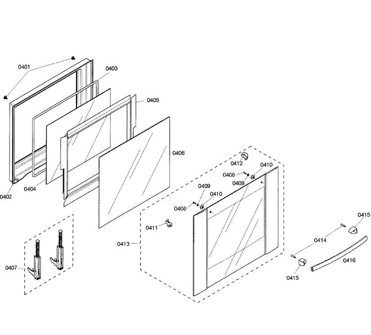 Door Upper Diagram and Parts List for HBN5650UC 03 Bosch Wall Oven