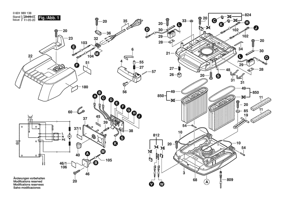 Section 1 Diagram and Parts List for GAS50 0601989141 Bosch Utility Vacuum