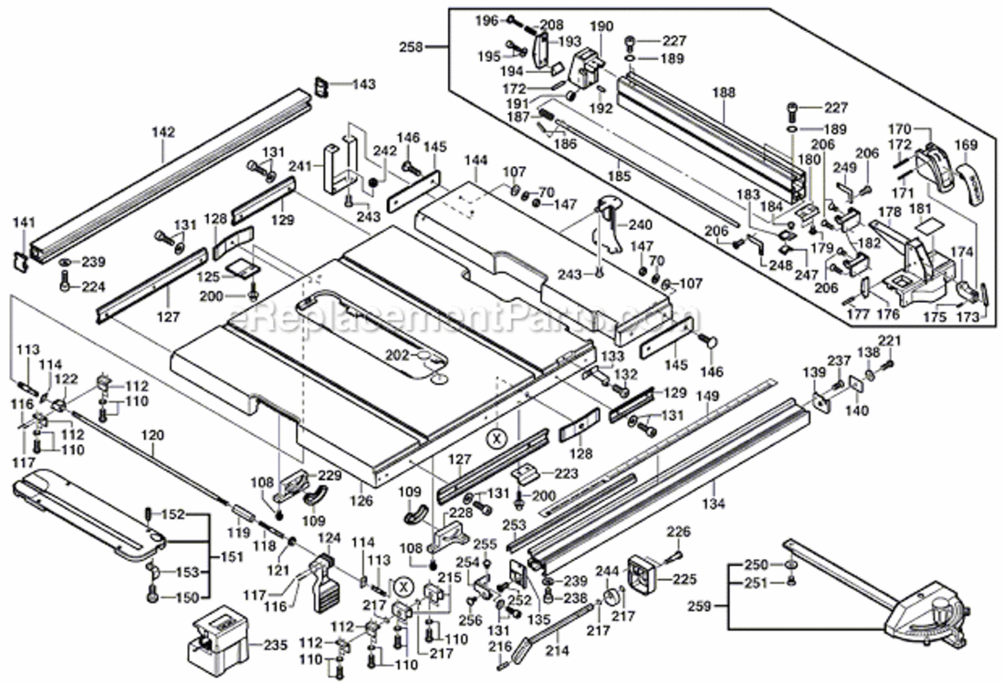 Page A Diagram and Parts List for 4100DG-09 0601B13010 Bosch Table Saw