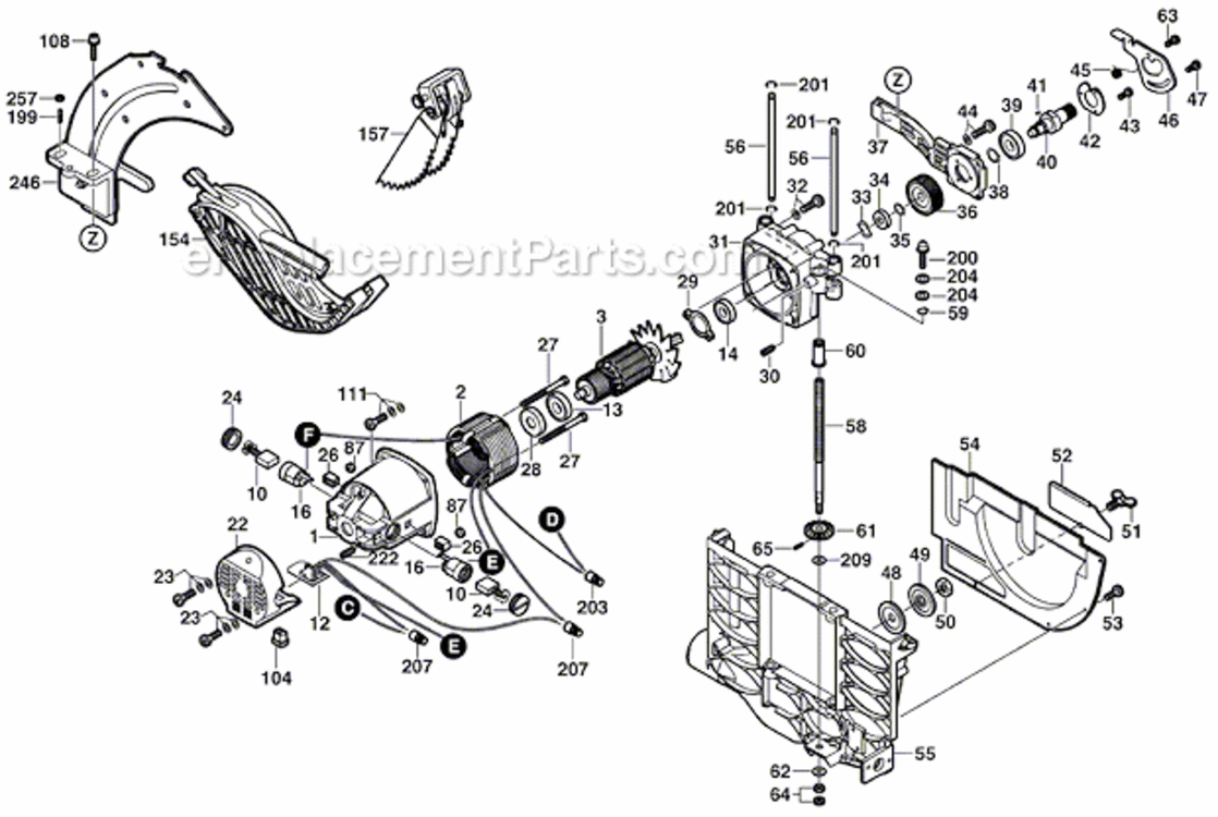 Page B Diagram and Parts List for 4100DG-09 0601B13010 Bosch Table Saw