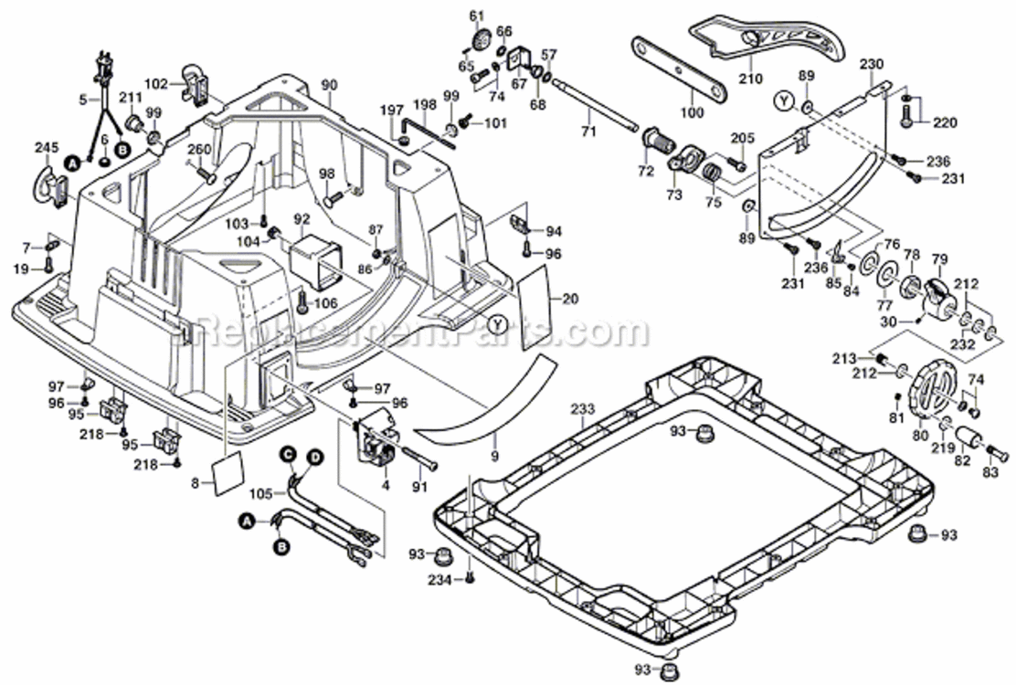 Page C Diagram and Parts List for 4100DG-09 0601B13010 Bosch Table Saw