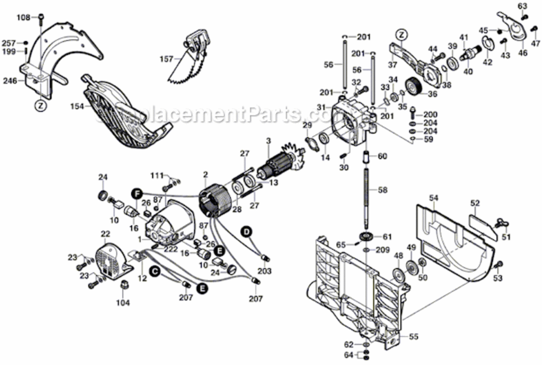 Page B Diagram and Parts List for 4100DG-09 3601L13010 Bosch Table Saw