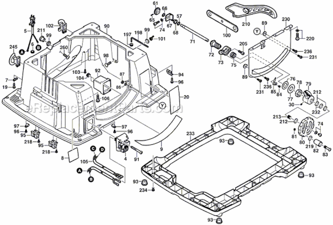 Page C Diagram and Parts List for 4100DG-09 3601L13010 Bosch Table Saw