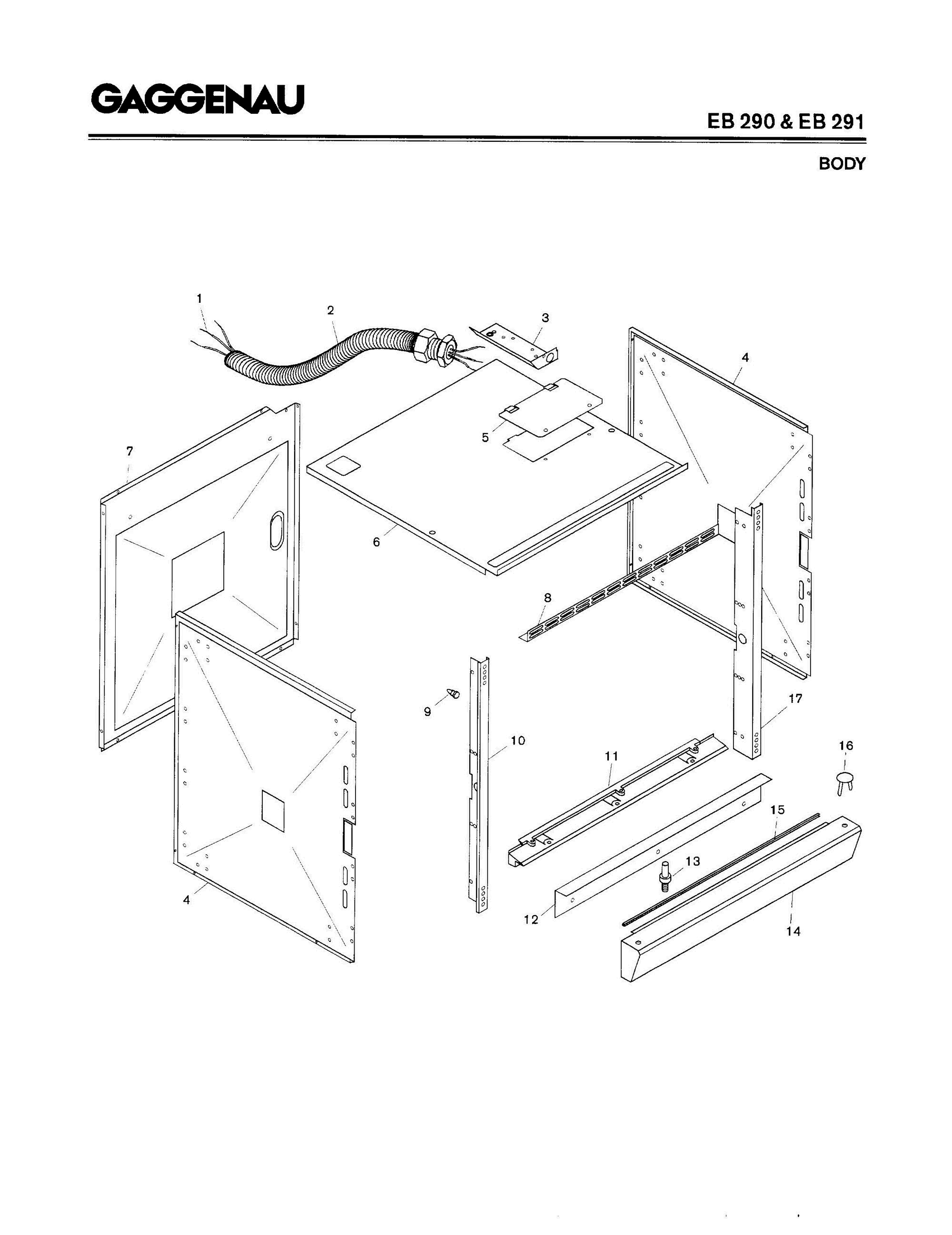 03 - BODY Diagram and Parts List for EB291-630  Bosch Range