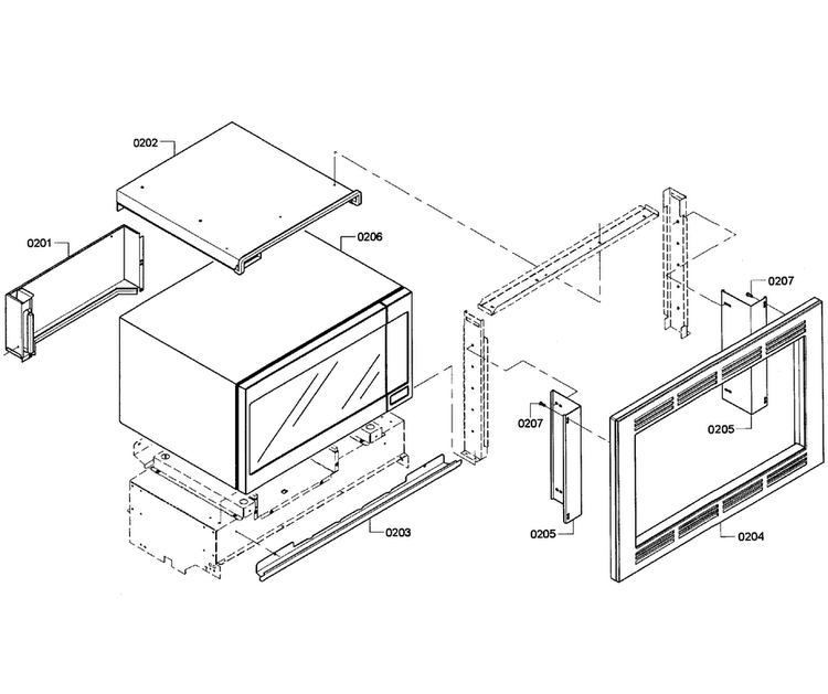 Trim Kit Diagram and Parts List for HBL8750UC 10 Bosch Microwave Oven Combo