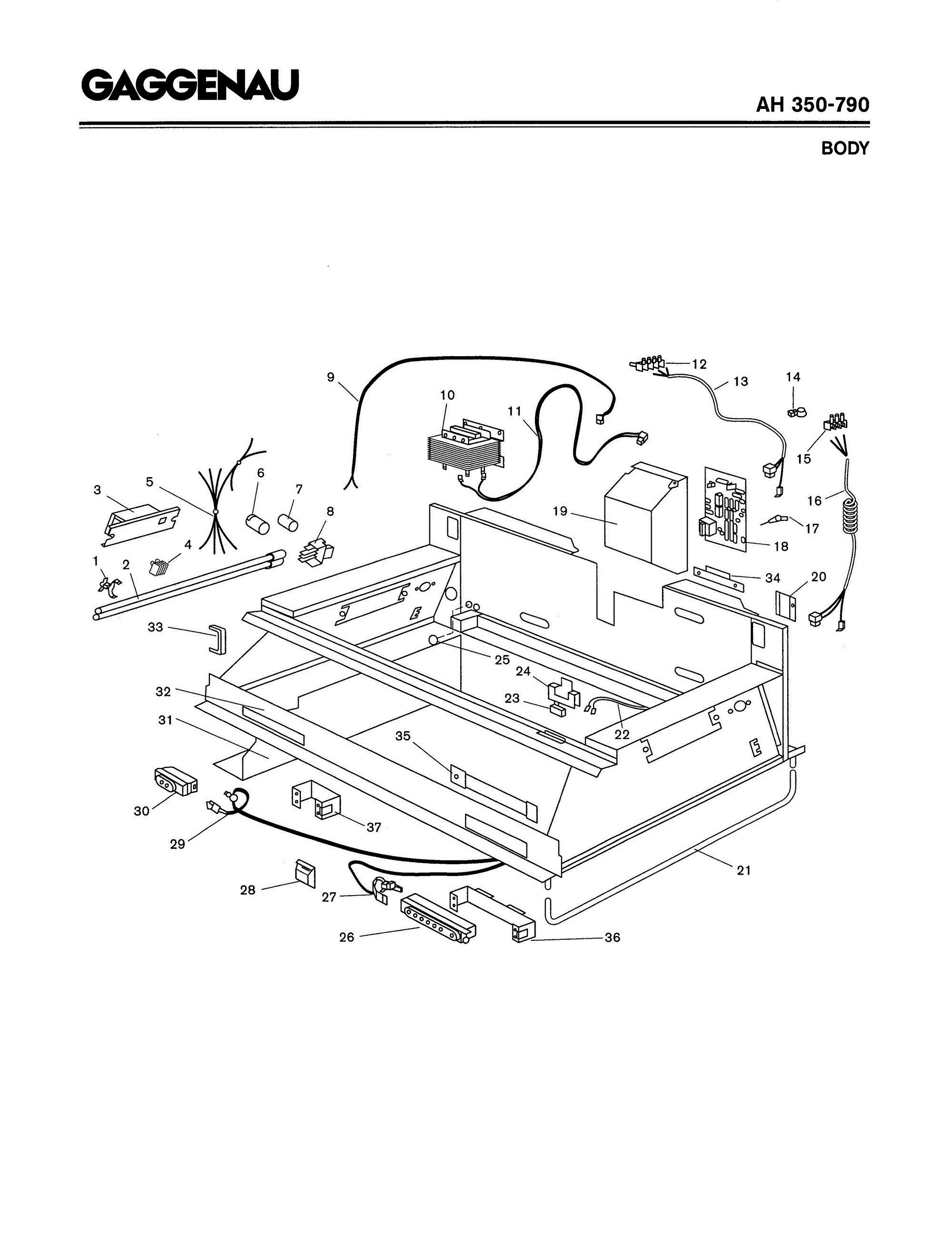 02 - BODY Diagram and Parts List for AH350-790  Bosch Range Hood