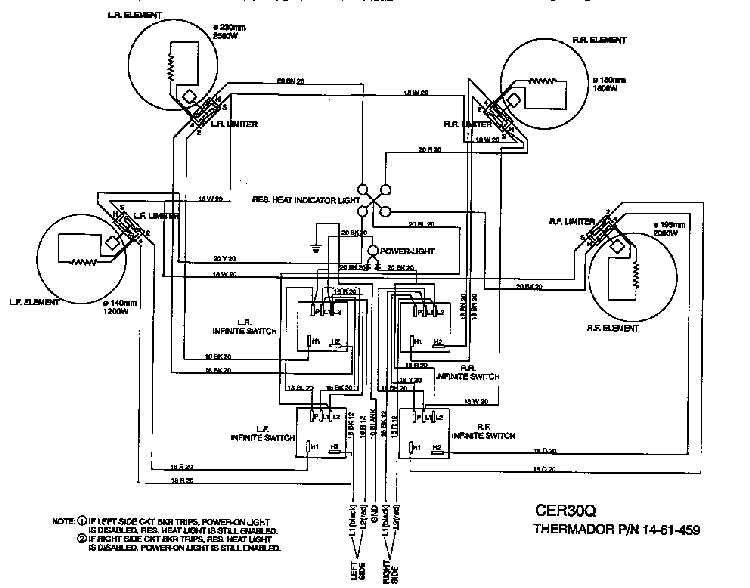 Section 1 Diagram and Parts List for CER30QW  Thermador Cooktop