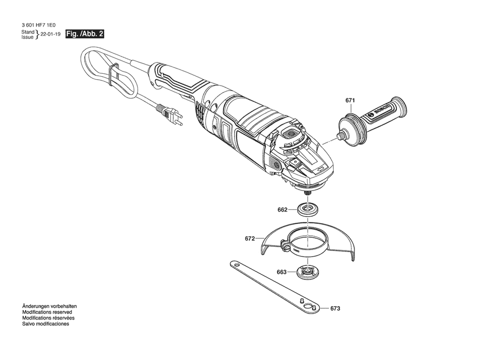 Section 2 Diagram and Parts List for GWS25-230LVI 3601HF81E0 Bosch Angle Grinder