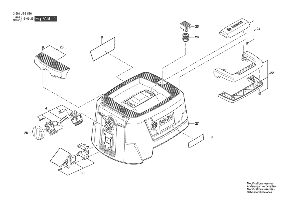 Section 1 Diagram and Parts List for GAS10PS 3601JE5140 Bosch Utility Vacuum