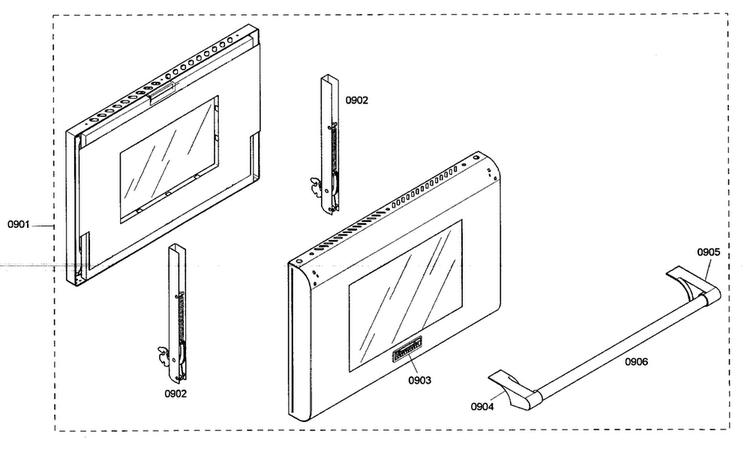 Door Assy Diagram and Parts List for PRL304EG02  Thermador Range