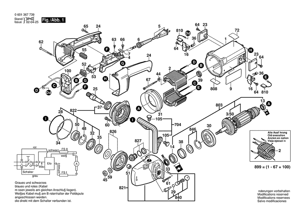 Section 1 Diagram and Parts List for GSF100A 0601367739 Bosch Miscellaneous