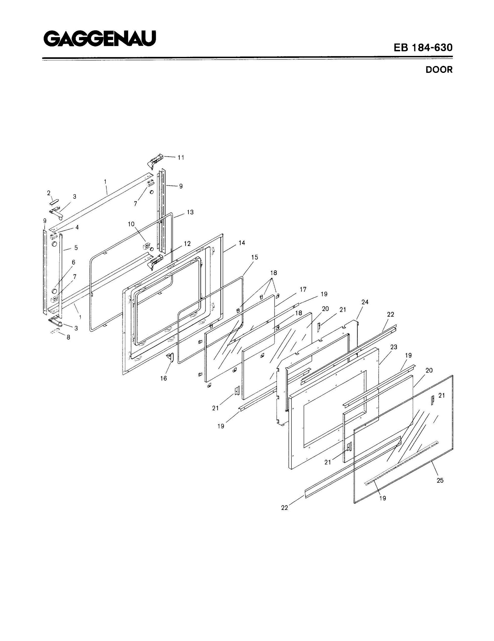 07 - DOOR Diagram and Parts List for EB184-630  Bosch Range