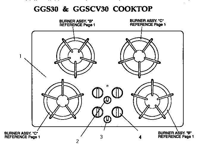 Section 4 Diagram and Parts List for GGSCV36  Thermador Cooktop