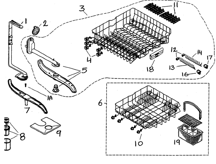 Racks Diagram and Parts List for SHU43C07UC 14 Bosch Dishwasher